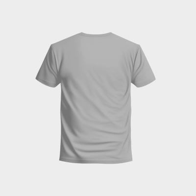 T-shirt cinzenta de manga curta vista pelas costas