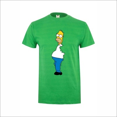 T-shirt verde com imagem de Homer Simpson a rasgar a t-shirt