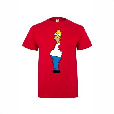 T-shirt vermelha com estampa de personagem de desenho animado