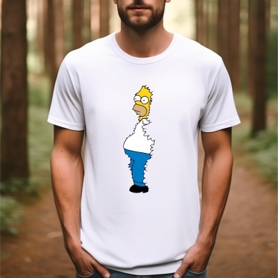 T-shirt branca com estampa do personagem Homer Simpson