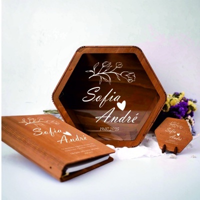 Artigo de madeira com gravação personalizada para evento