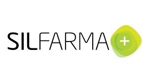 Logótipo SILFARMA com símbolo verde e sinal de mais