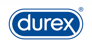 Logótipo da marca Durex com fundo azul e texto branco