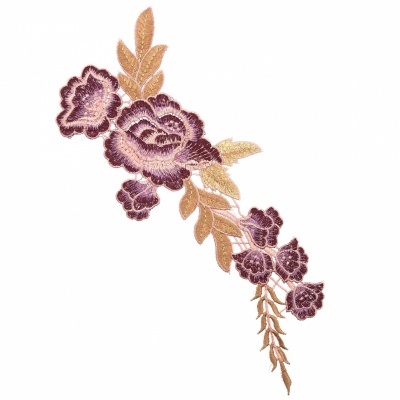 adesivo bordado floral roxo e bege