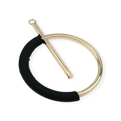 Argola dourada com parte preta revestida e barra destacável