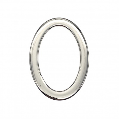 Anel oval metal prateado brilhante