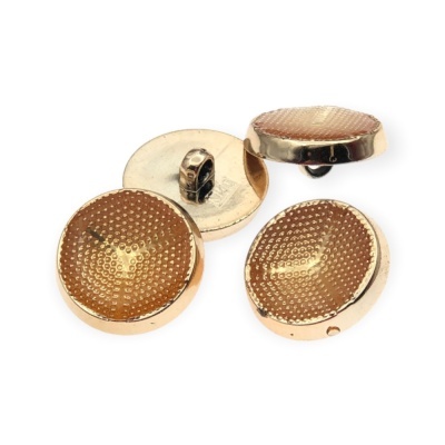 Botões metálicos dourados texturados com sistema de anel