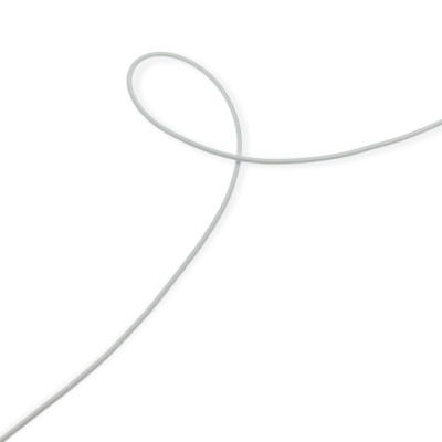 Cabo cinza claro fino em formato de laço sobre fundo branco