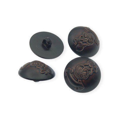 Botões metálicos castanho escuro com brasão em relevo