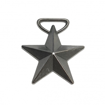 Abridor de garrafas metálico preto em forma de estrela