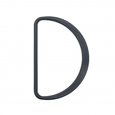 fecho em formato de D preto com acabamento liso