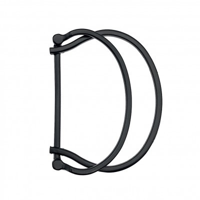 Porta-toalhas preto de metal com formato semicircular duplo