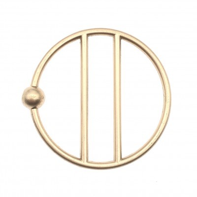 Correia ou grampo redondo em metal dourado com barras internas e esfera