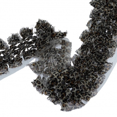 Lenço transparente com padrão de leopardo em tons castanhos e preto