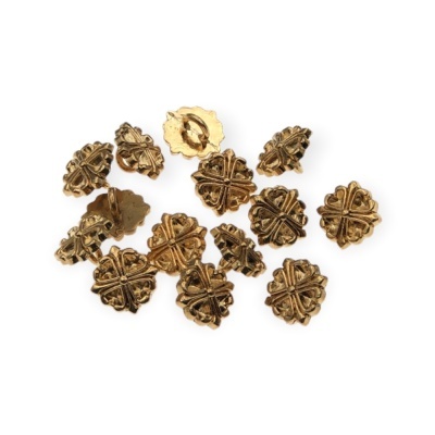 Botões de latão dourado com padrão floral