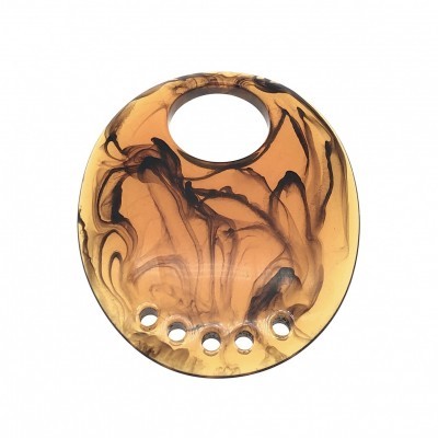 Prendedor redondo de resina acrílica amarelo e preto com orifícios