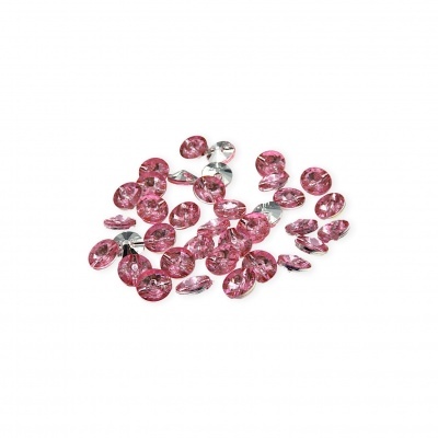 Botões redondos rosa em acrílico com base prateada