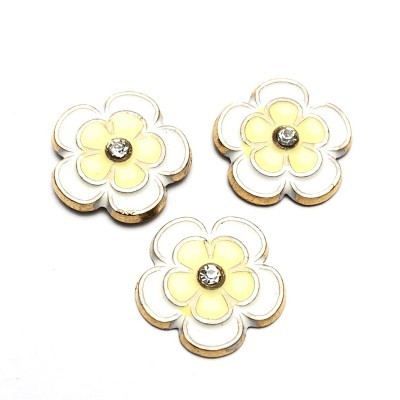 Botões florais brancos e amarelos com centro brilhante