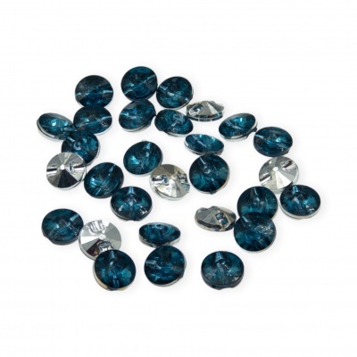 Pequenos botões redondos azul-escuros com parte traseira metálica