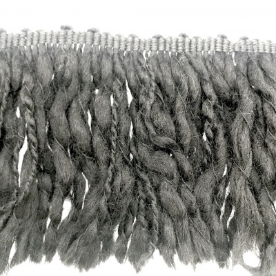 Franja têxtil cinza escura com fios torcidos