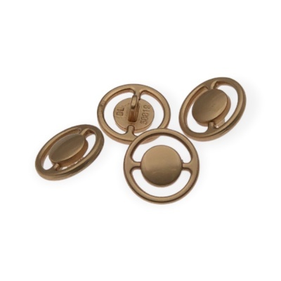 Quatro botões metálicos redondos dourados foscos