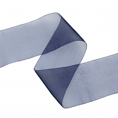 Fita decorativa azul escura de organza transparente