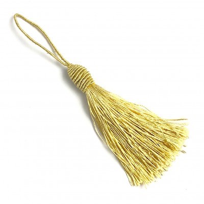 Borla decorativa castanho claro com laço para pendurar