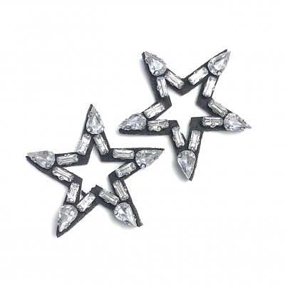 Brincos estrela com pedras transparentes