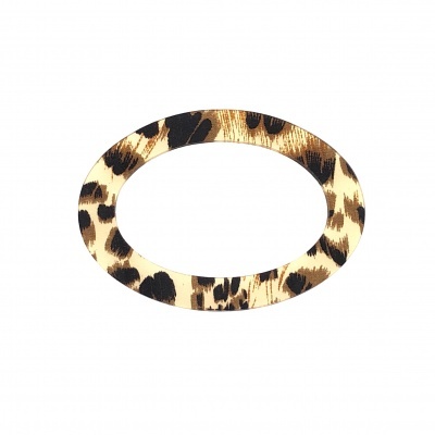 Bracelete oval com padrão animal print castanho, preto e bege