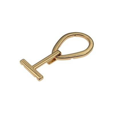 Fecho metálico dourado oval com barra horizontal