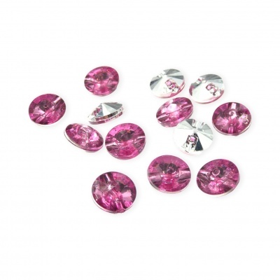 Botões redondos rosa com superfície facetada e dois furos