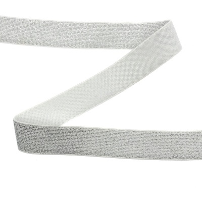 Faixa elástica cinzento prateado e branco com brilho