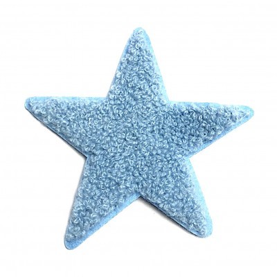 Estrela azul felpuda texturizada em fundo branco