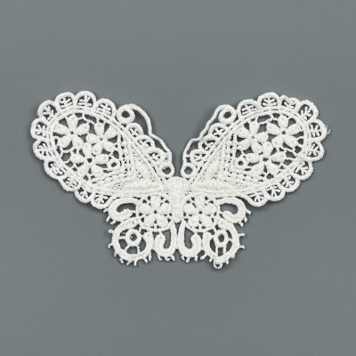 Aplicação renda branca borboleta fundo cinzento