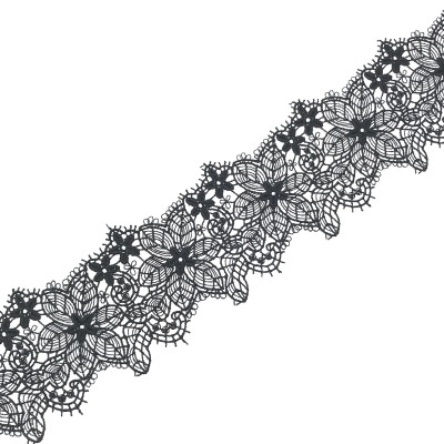 Renda preta floral detalhada