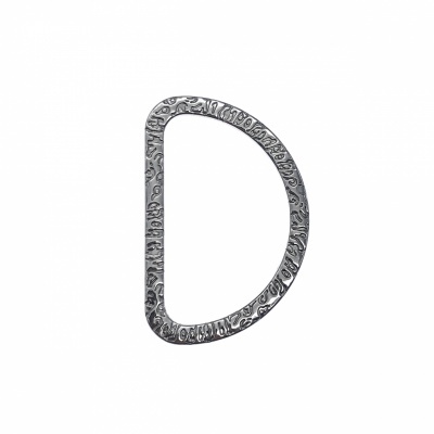 D-ring metálico prateado texturizado