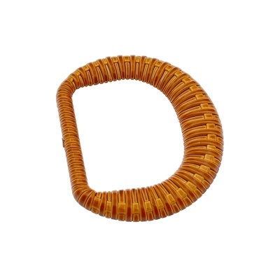 Alça em forma de D cor castanha alaranjada feita de material trançado