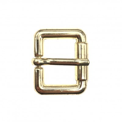 Fivela metálica dourada quadrada com barra móvel