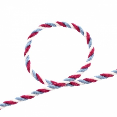 Corda torcida nas cores vermelho, azul claro e branco