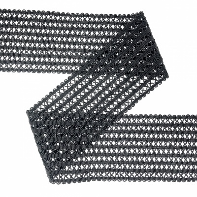 Cinta elástica preta com padrão de malha aberta e textura tridimensional