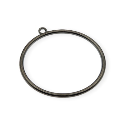 Argola de metal circular escura com argola para pendurar