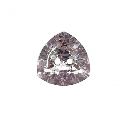 Botão triangular transparente com dois orifícios