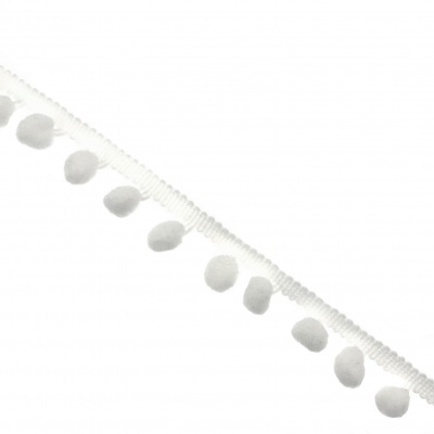 Fita decorativa branca com pompons pequenos