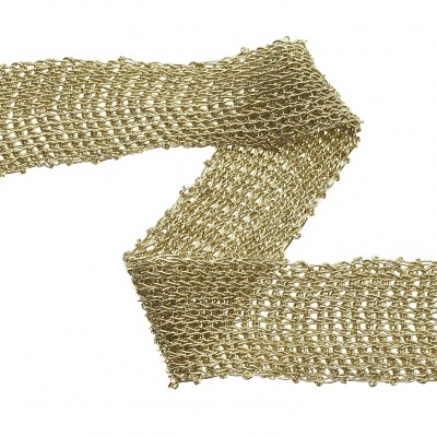 Fita decorativa de malha metálica dourada