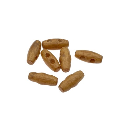 Manípulos de madeira castanho claro com dois furos