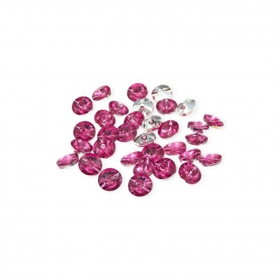 Cristais decorativos redondos rosa e transparentes com cortes facetados