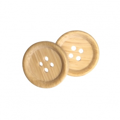 Dois botões redondos de madeira com quatro furos