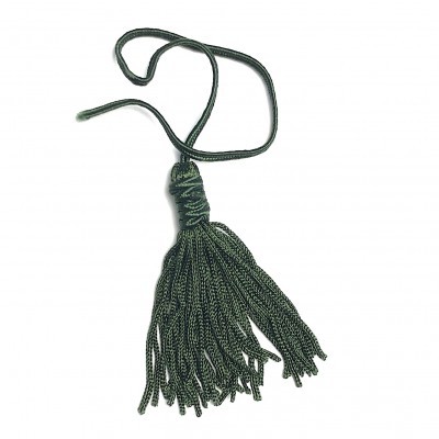 Pendente frisado verde escuro com cordão e borla