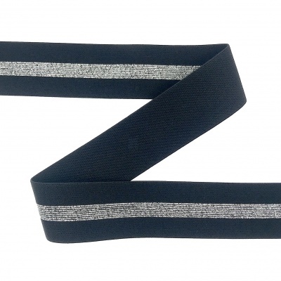 Fita elástica preta com faixa prateada