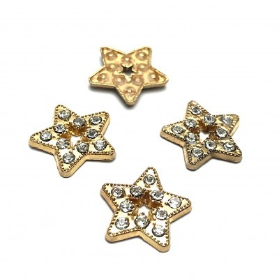 Botões dourados em forma de estrela com pedras brilhantes